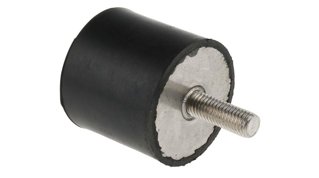 Cylindrical Anti-Vibration Mount, 154kg, M10, Rubber
